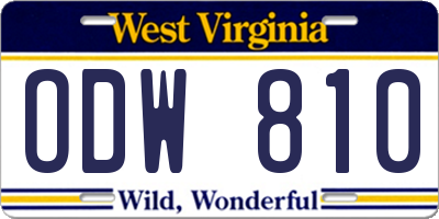 WV license plate ODW810