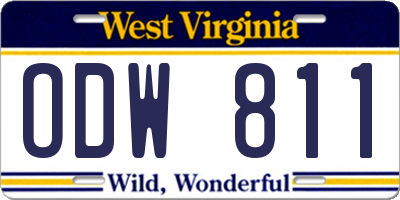 WV license plate ODW811