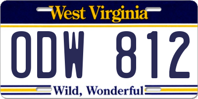 WV license plate ODW812
