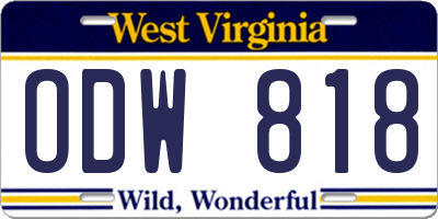 WV license plate ODW818