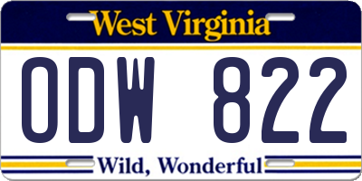 WV license plate ODW822