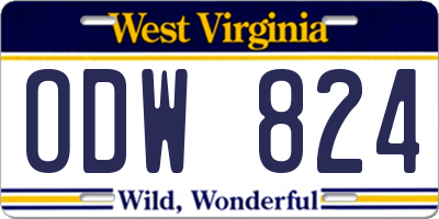 WV license plate ODW824