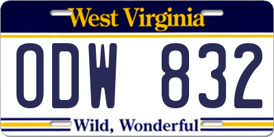 WV license plate ODW832