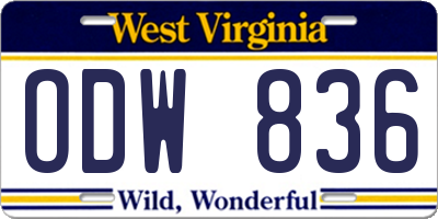 WV license plate ODW836
