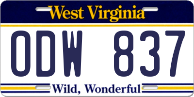 WV license plate ODW837