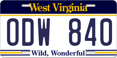 WV license plate ODW840