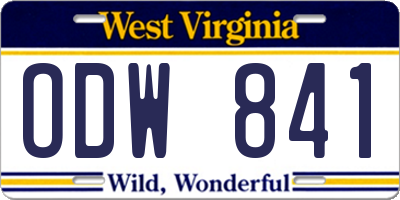 WV license plate ODW841