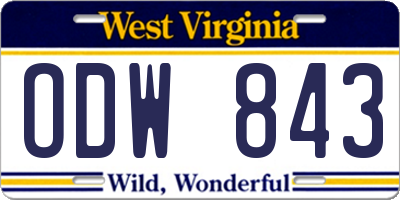 WV license plate ODW843