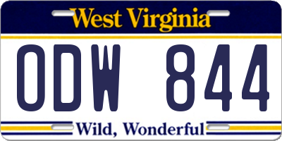 WV license plate ODW844