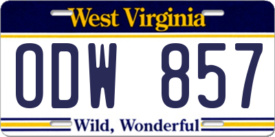 WV license plate ODW857