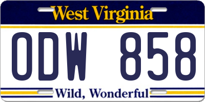 WV license plate ODW858