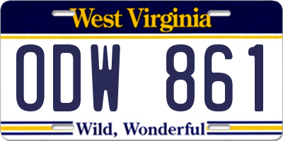 WV license plate ODW861