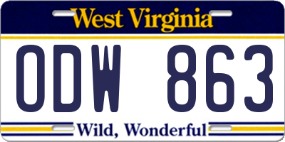 WV license plate ODW863