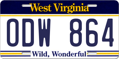WV license plate ODW864