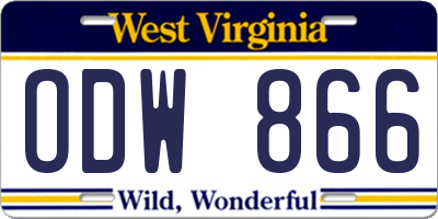 WV license plate ODW866