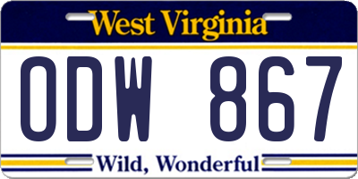WV license plate ODW867