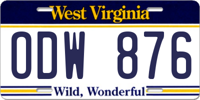 WV license plate ODW876