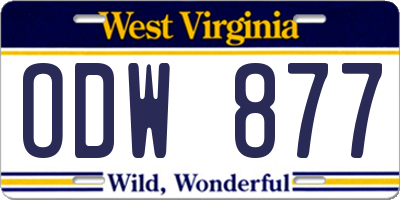 WV license plate ODW877