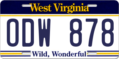 WV license plate ODW878