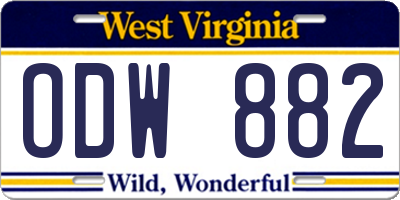 WV license plate ODW882