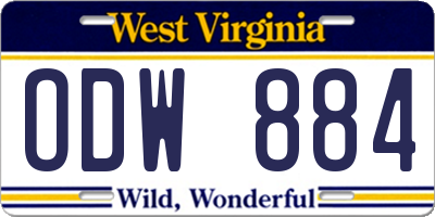 WV license plate ODW884