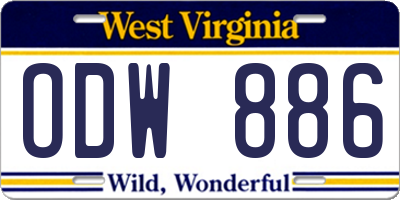 WV license plate ODW886
