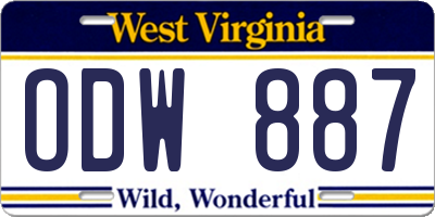 WV license plate ODW887