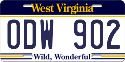 WV license plate ODW902