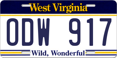 WV license plate ODW917