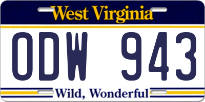 WV license plate ODW943