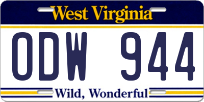 WV license plate ODW944