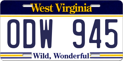 WV license plate ODW945