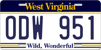WV license plate ODW951