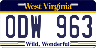 WV license plate ODW963