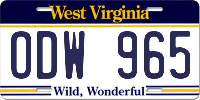 WV license plate ODW965