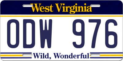 WV license plate ODW976