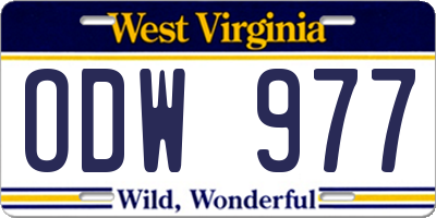 WV license plate ODW977