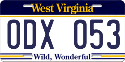 WV license plate ODX053