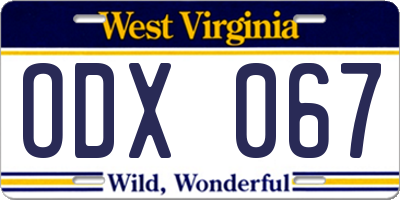 WV license plate ODX067