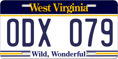 WV license plate ODX079