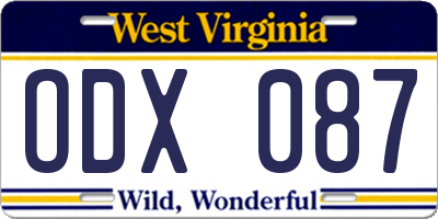WV license plate ODX087
