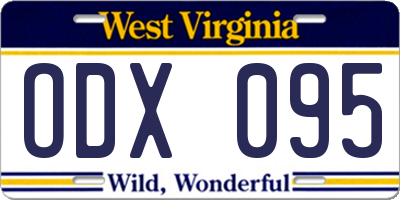 WV license plate ODX095