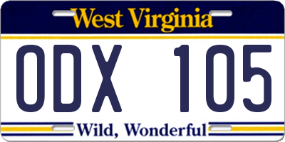 WV license plate ODX105