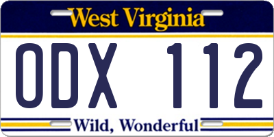 WV license plate ODX112