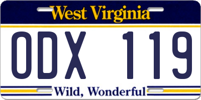 WV license plate ODX119