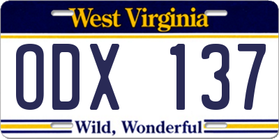 WV license plate ODX137