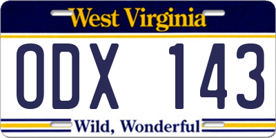 WV license plate ODX143