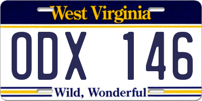 WV license plate ODX146
