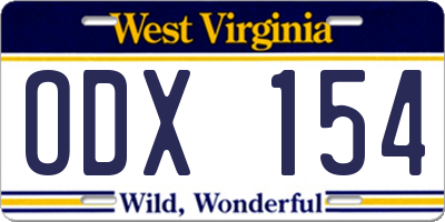 WV license plate ODX154