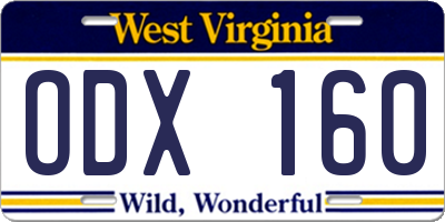 WV license plate ODX160